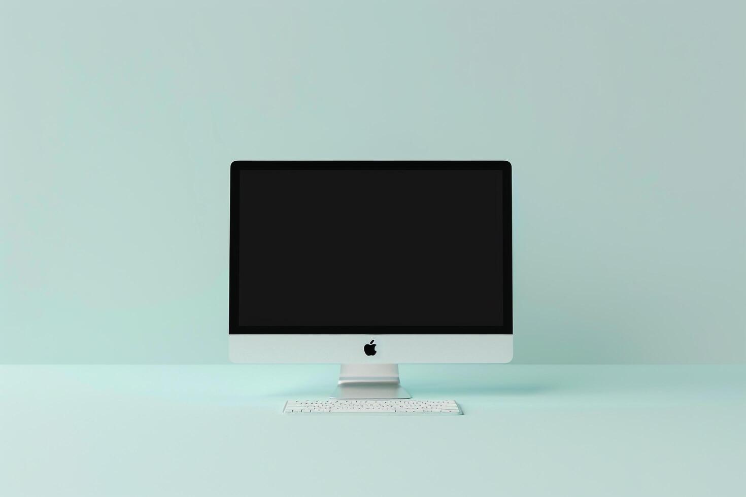 Computer Monitor Mockup Screen on Light Grayish Background photo