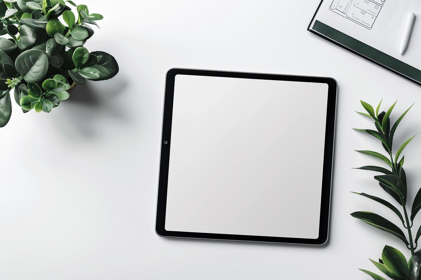 Tablet Screen Mockup Set in a White Studio Context photo