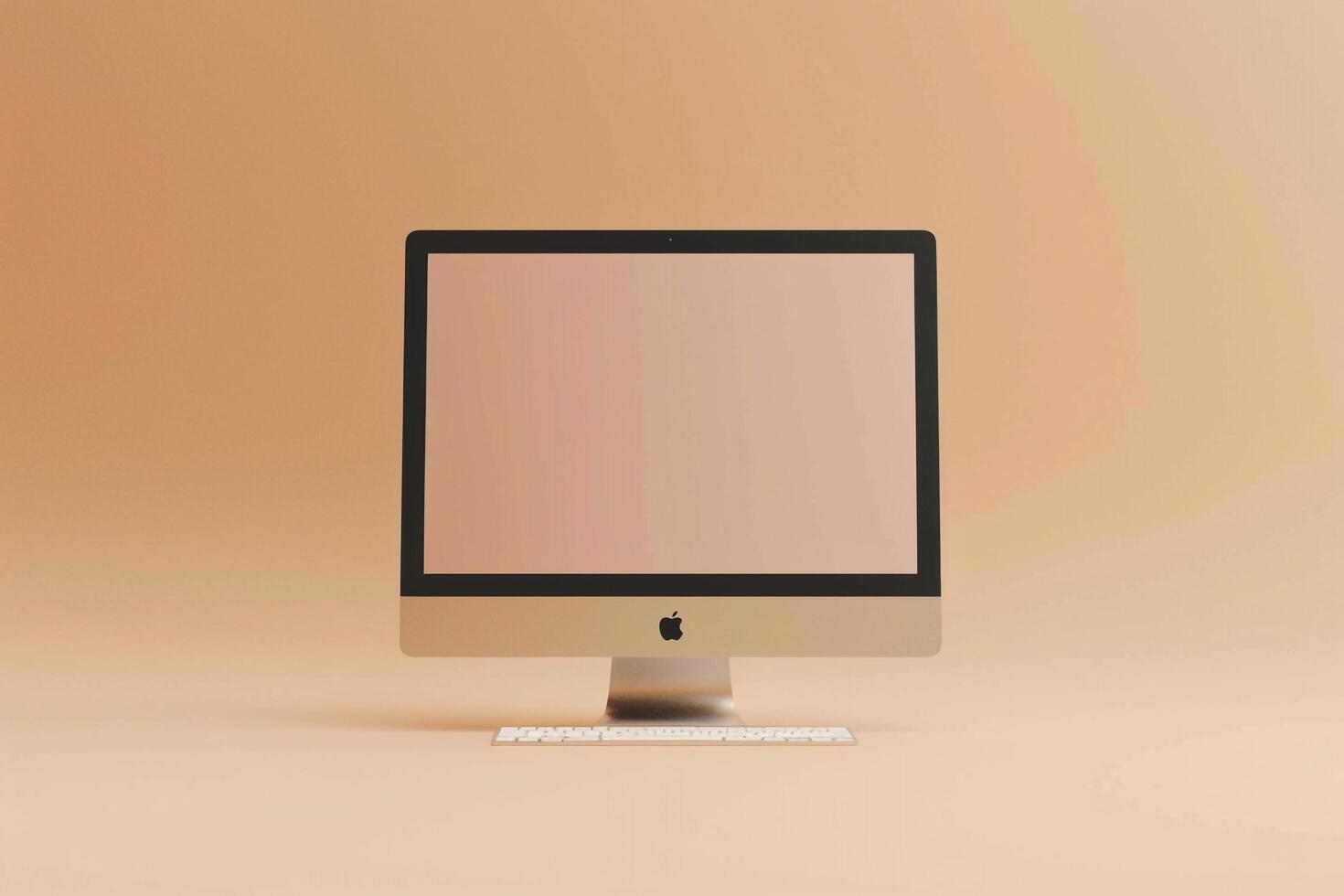 Light Beige Background Featuring Computer Monitor Mockup Screen photo