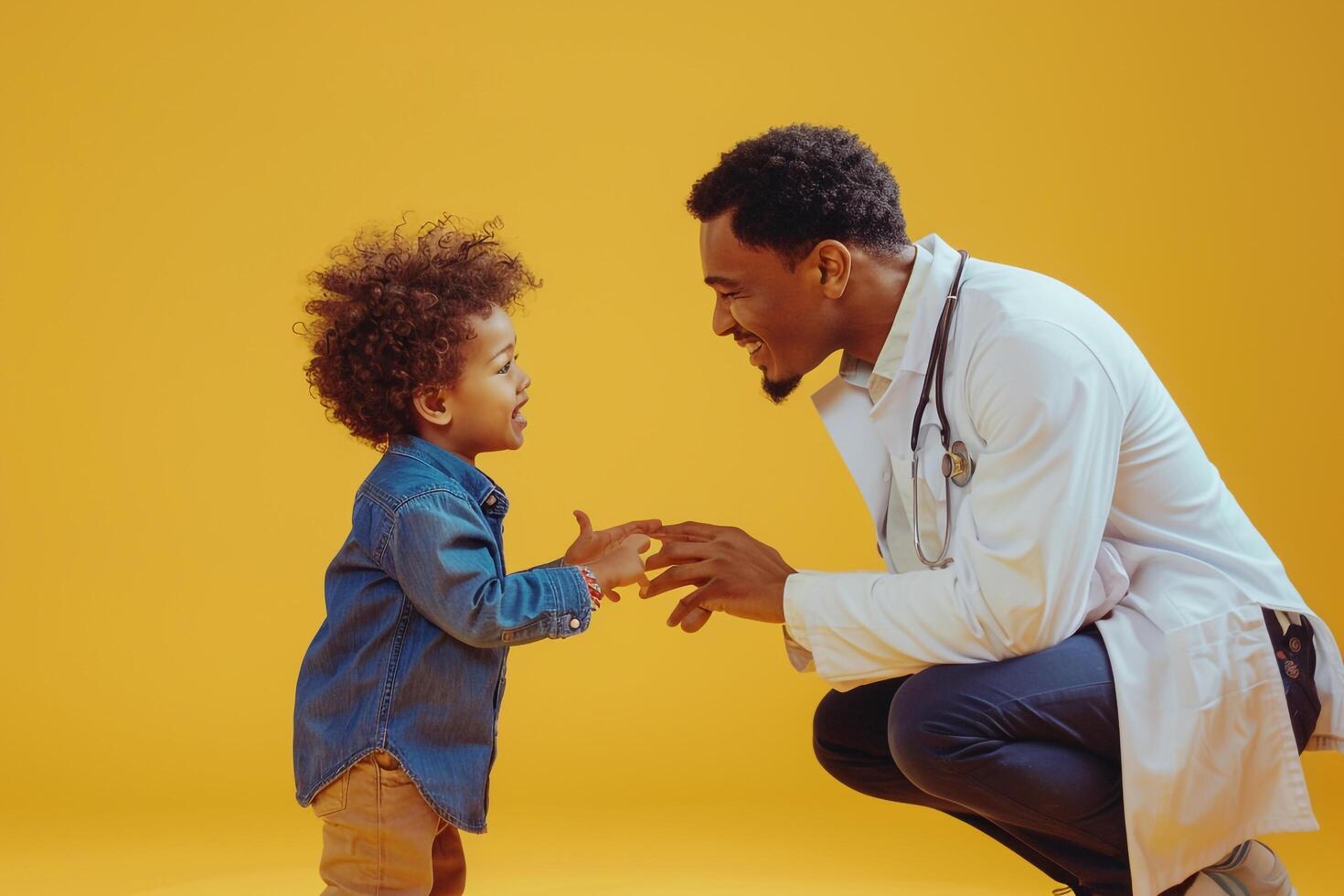 Pediatrician and Child Patient Engaged in Playful Interaction in Medical photo