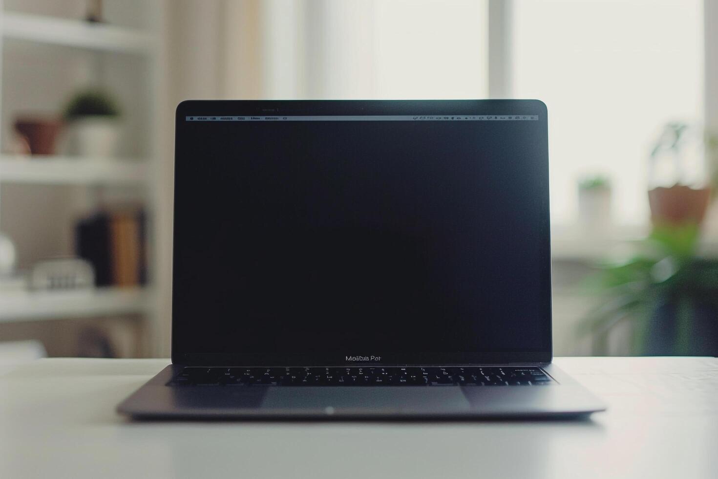 Open Notebook and Laptop Mockup on White Desk for   Writing and Work Background photo