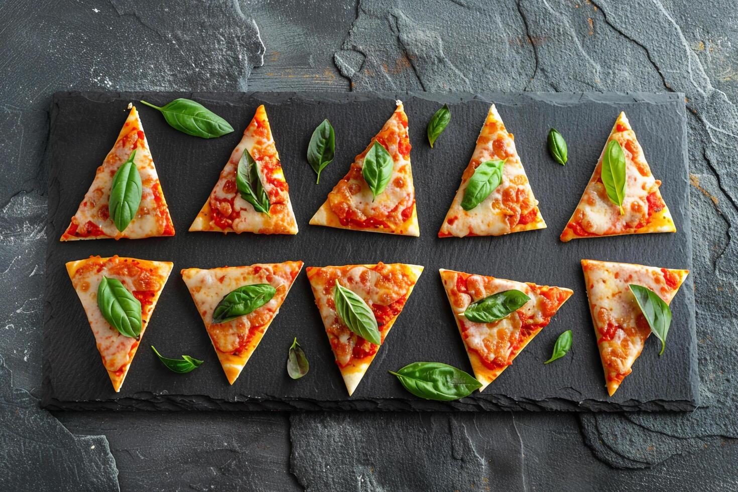 Office Workspace with Margherita Pizza Slices photo