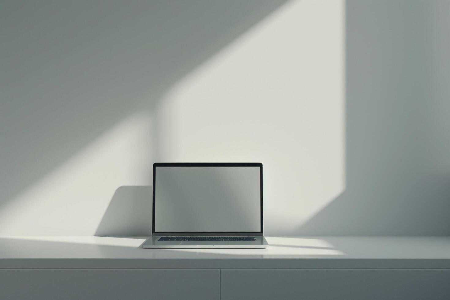 Laptop Mockup with   White Surface for Professional Workspace Display photo