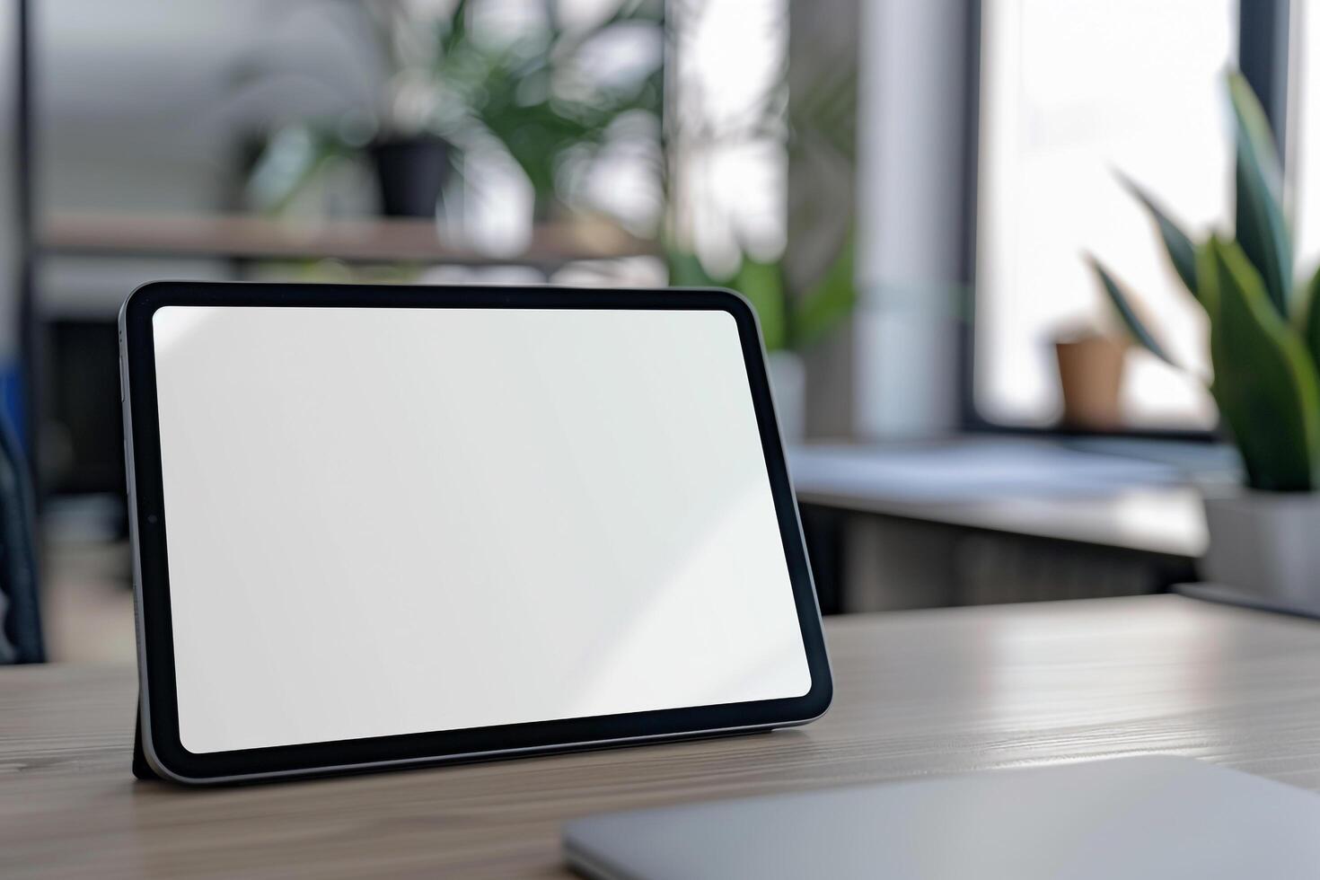 Sleek Tablet Mockup with   White Background for Digital Presentations photo