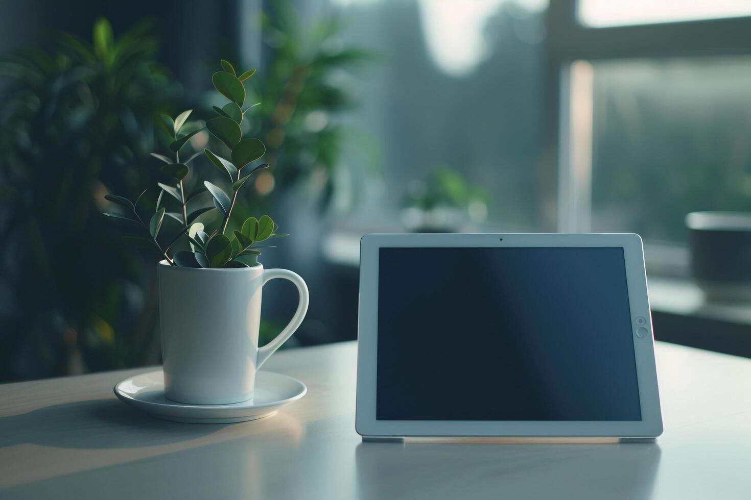 Sleek Tablet Mockup on   White Background for   Digital Setup photo