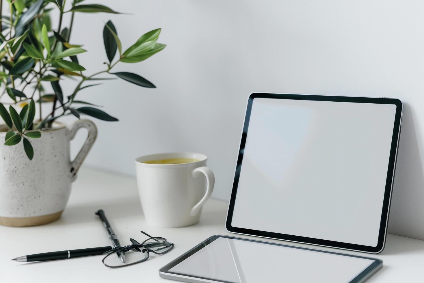 Tablet Mockup with   White Background for Digital Design photo