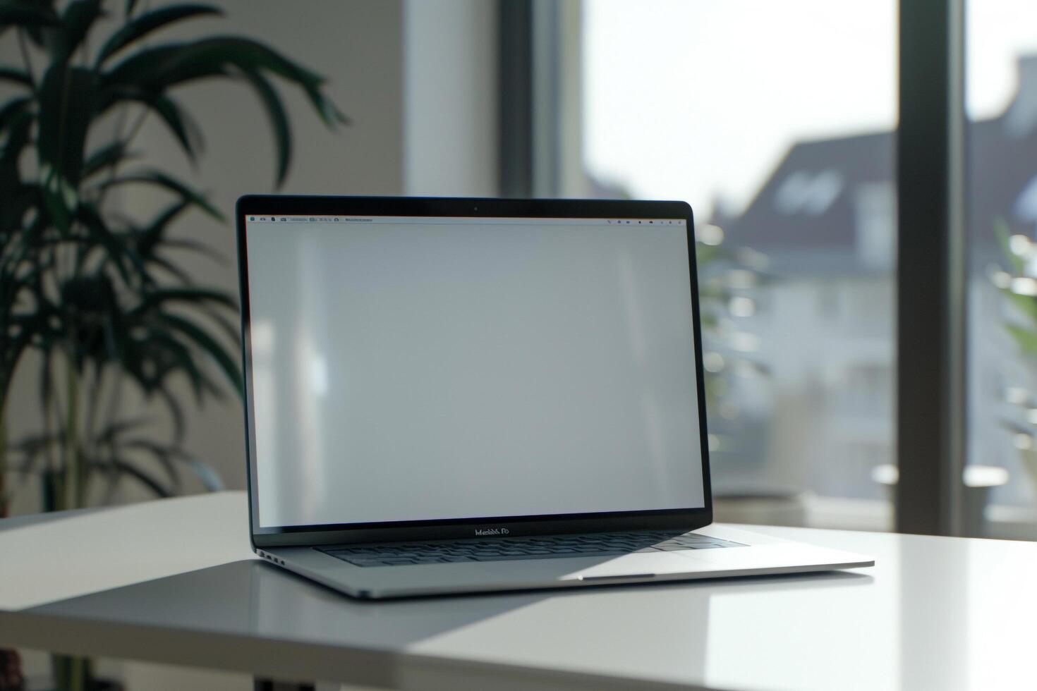 Laptop Mockup with   White Surface for Office and Tech Use photo