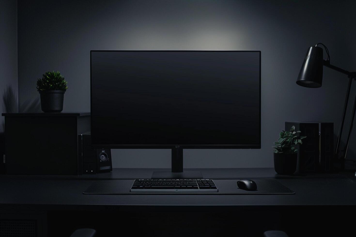 White Desktop Computer Mockup for Tech and Office Presentations photo