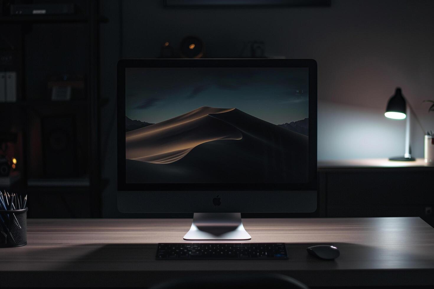 Contemporary Desktop Computer Mockup on   White Background for Office Use photo