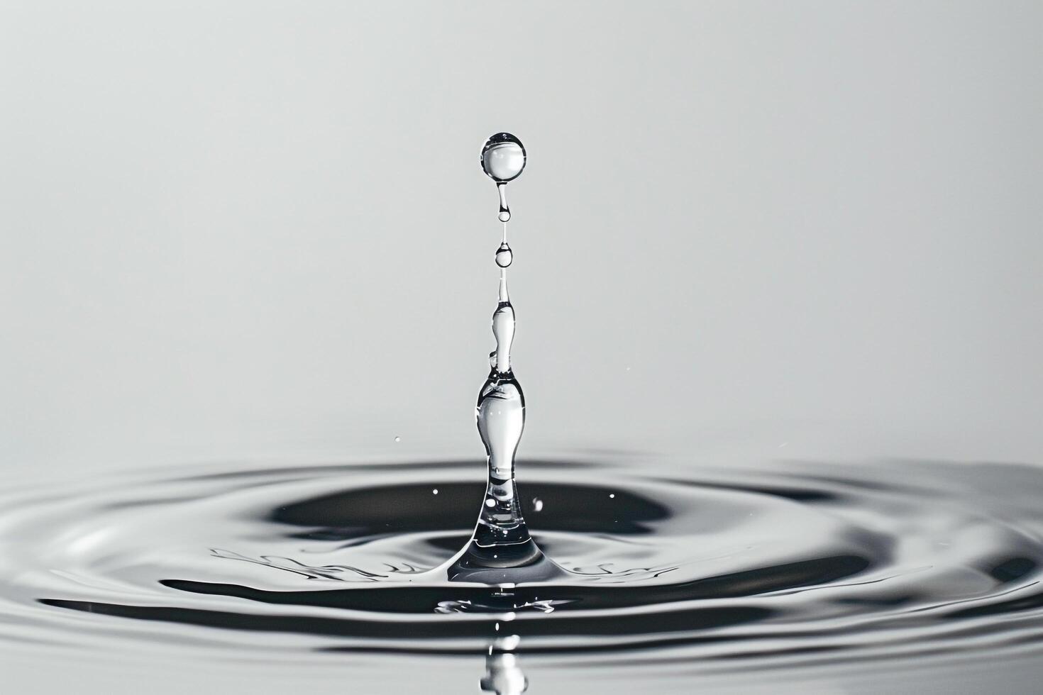 Single Water Droplet Falling into a Pool of Water Creating Gentle Ripples photo