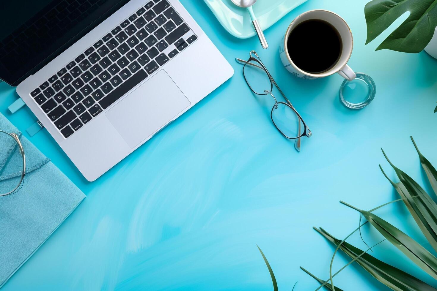 Laptop mockup with a blogging ed background ideal for digital creators background photo