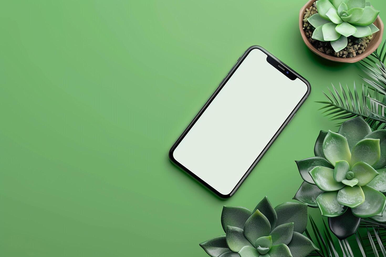 Mobile Phone Mockup Screen on Sleek Background photo