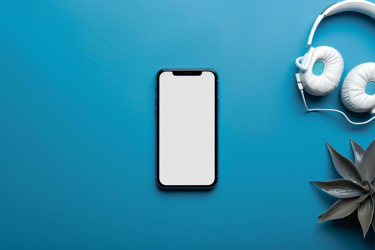 Mobile Phone Mockup Screen and Headphones for   Setup photo