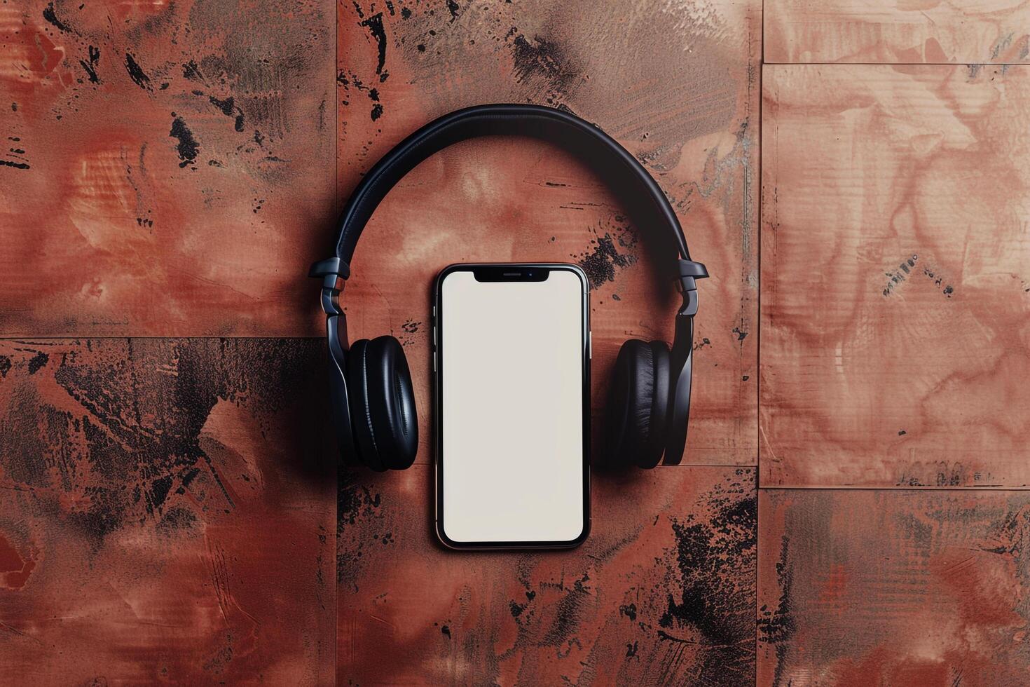 Mobile Phone Mockup Screen and Headphones for   Display photo