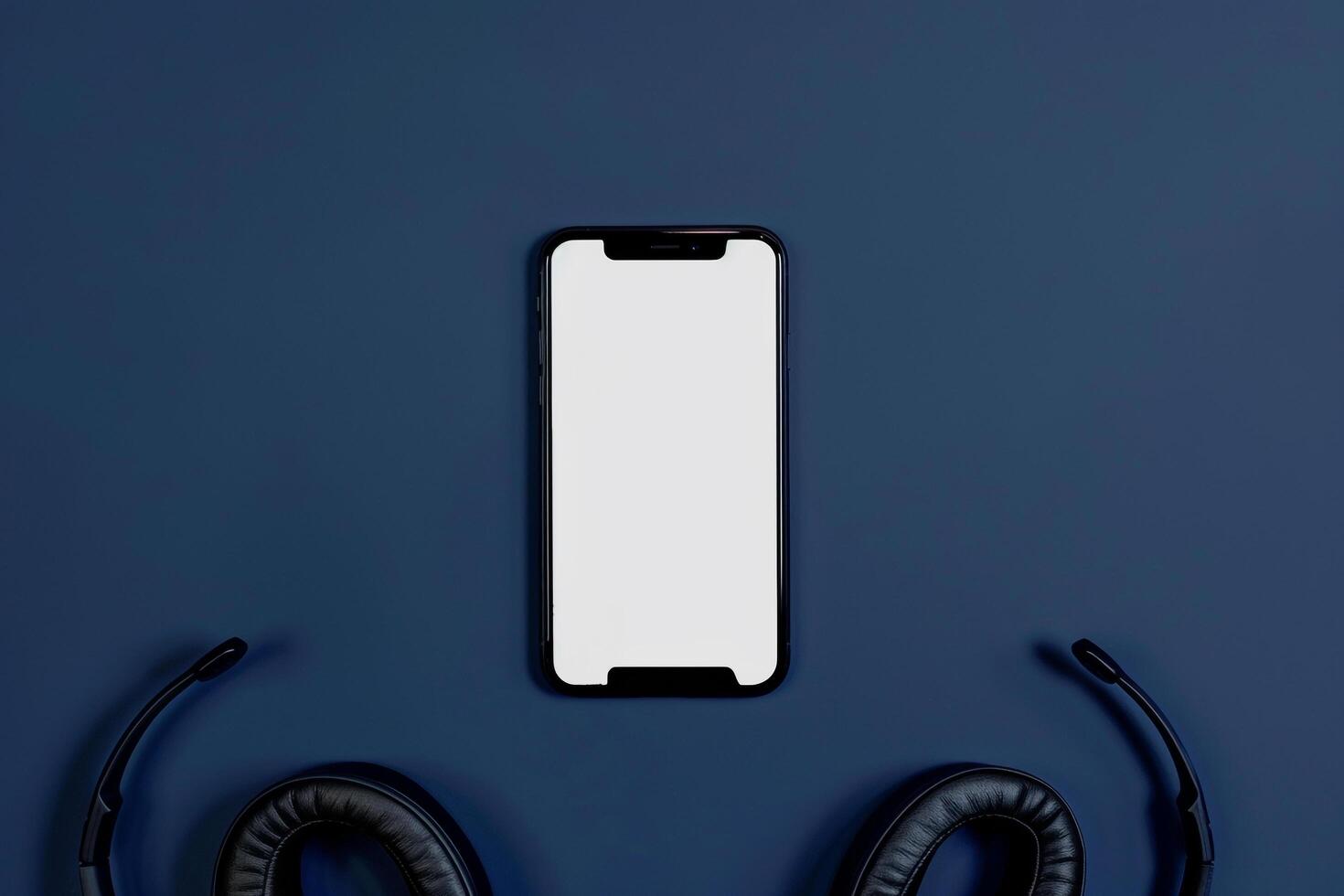 Innovative Mobile Phone Mockup with Stylish Headphones photo