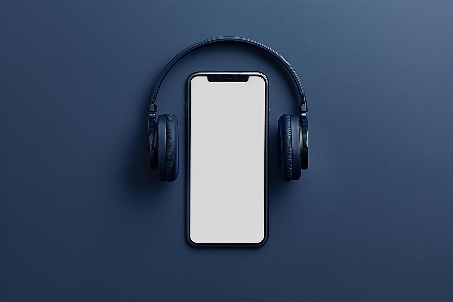 Innovative Mobile Phone Mockup with Premium Headphones for a Sleek Presentation photo