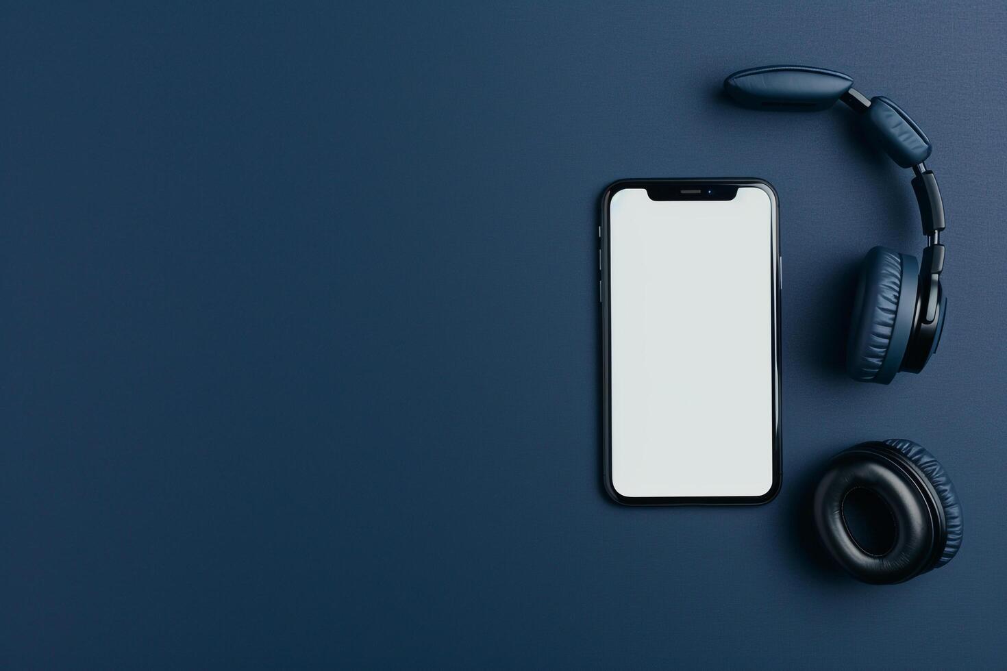 Mobile Phone Mockup with Premium Headphones photo