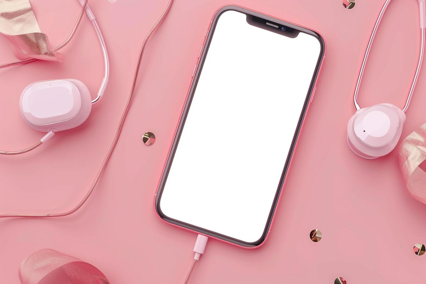 Mobile Device Mockup with Headphones in   Tech   Background photo
