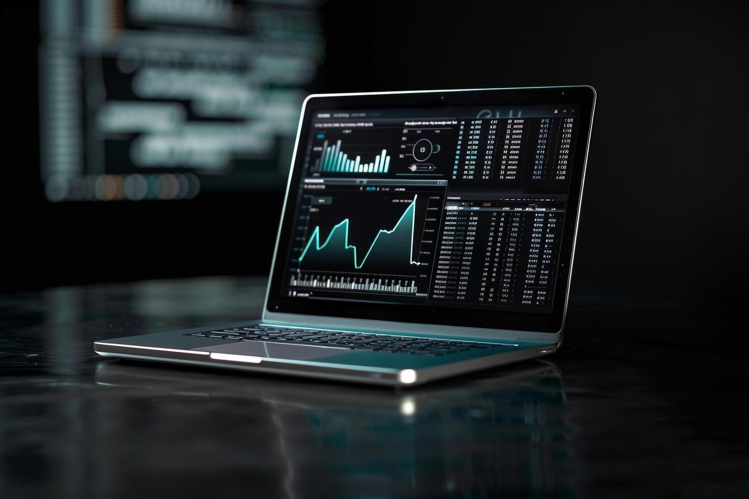 Laptop Mockup with Financial Background Suitable for Finance Promotions photo