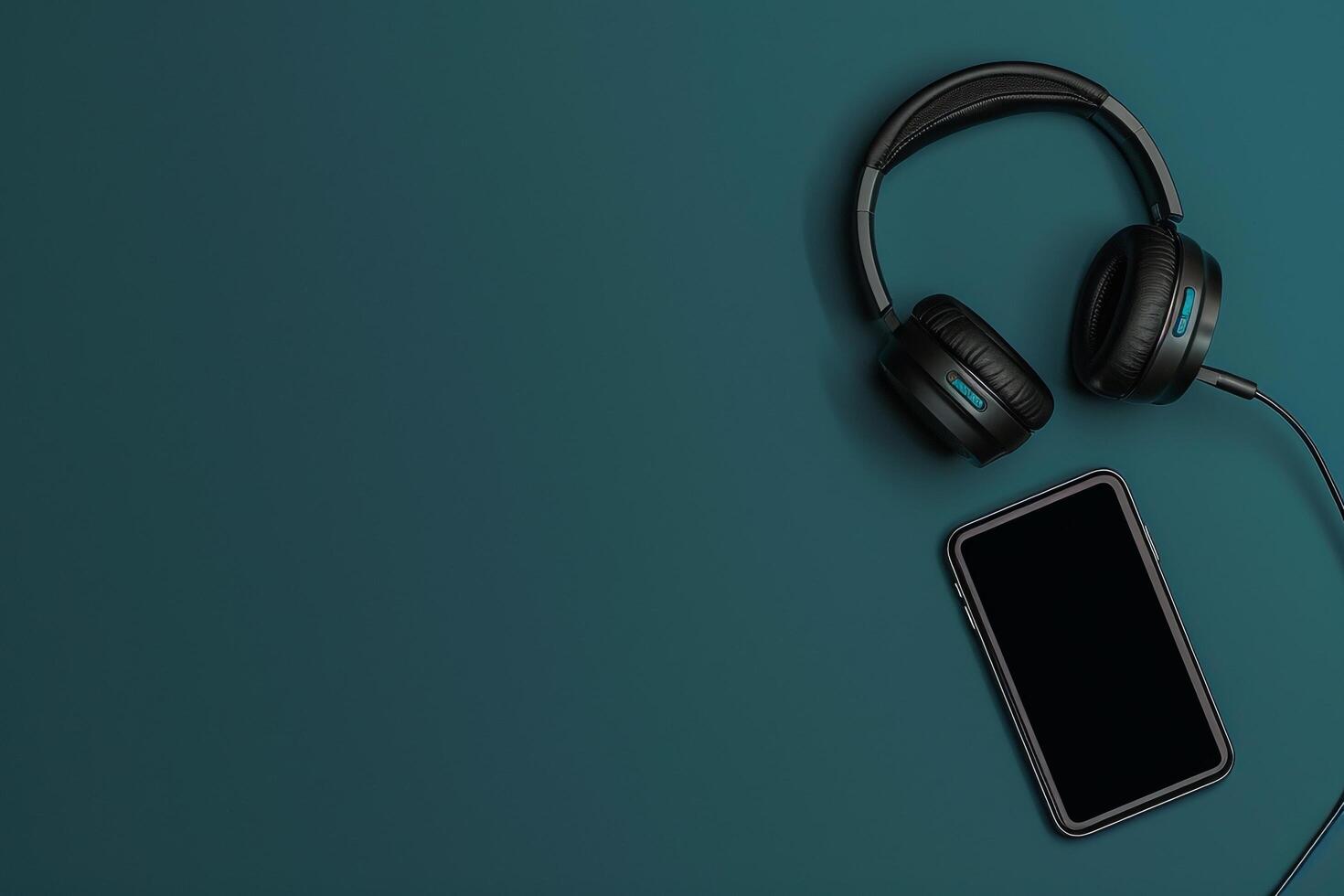 Mobile Device Mockup Screen with Headphones in Tech Workspace   Background photo