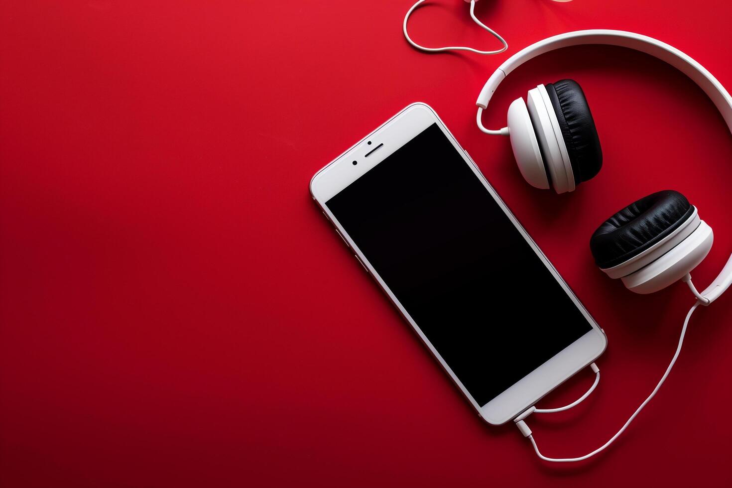 Mobile Device Mockup Screen and Headphones for Digital Communication Solutions photo