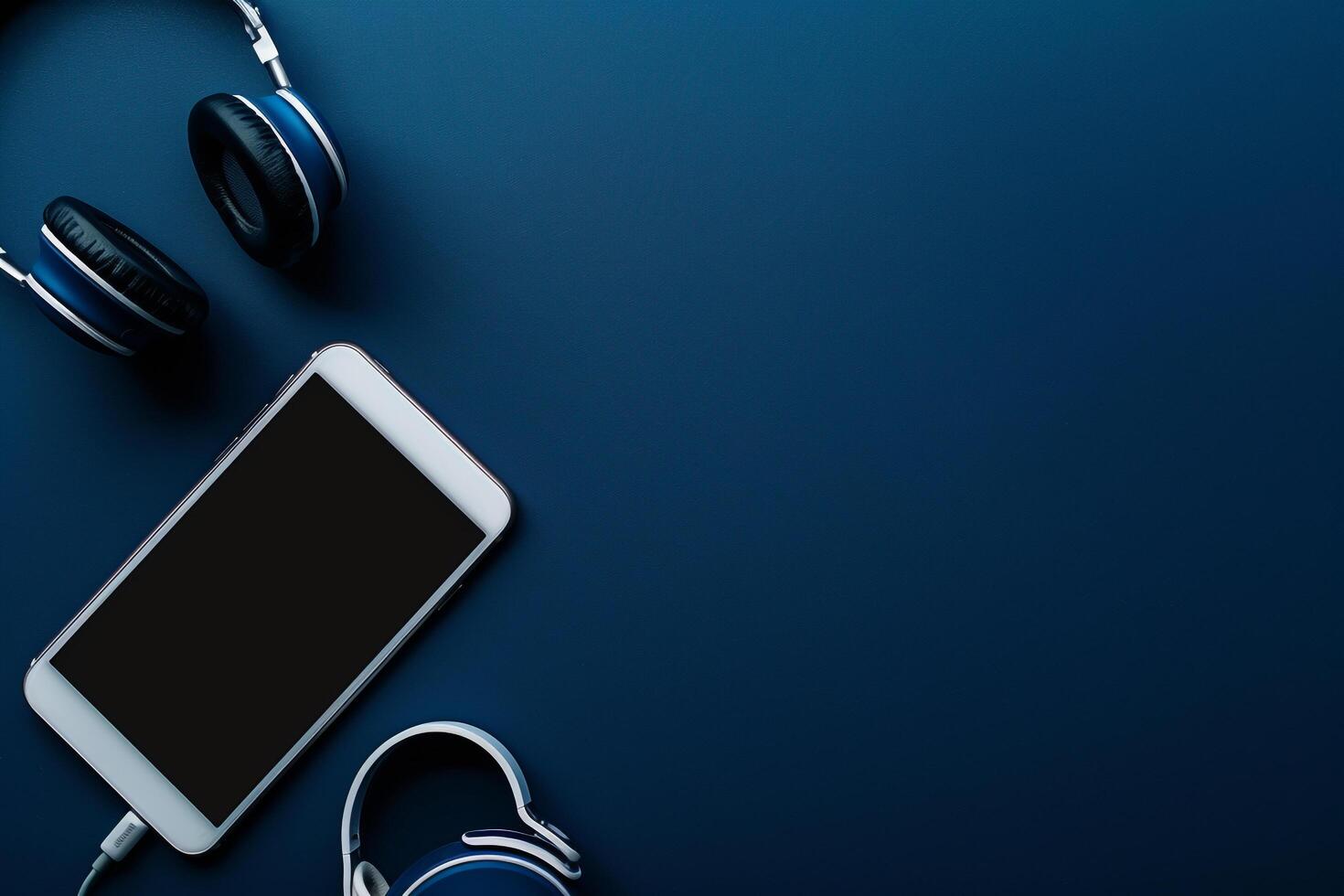 Mobile Device Mockup Screen and Headphones for Advanced Digital Communication Solutions photo