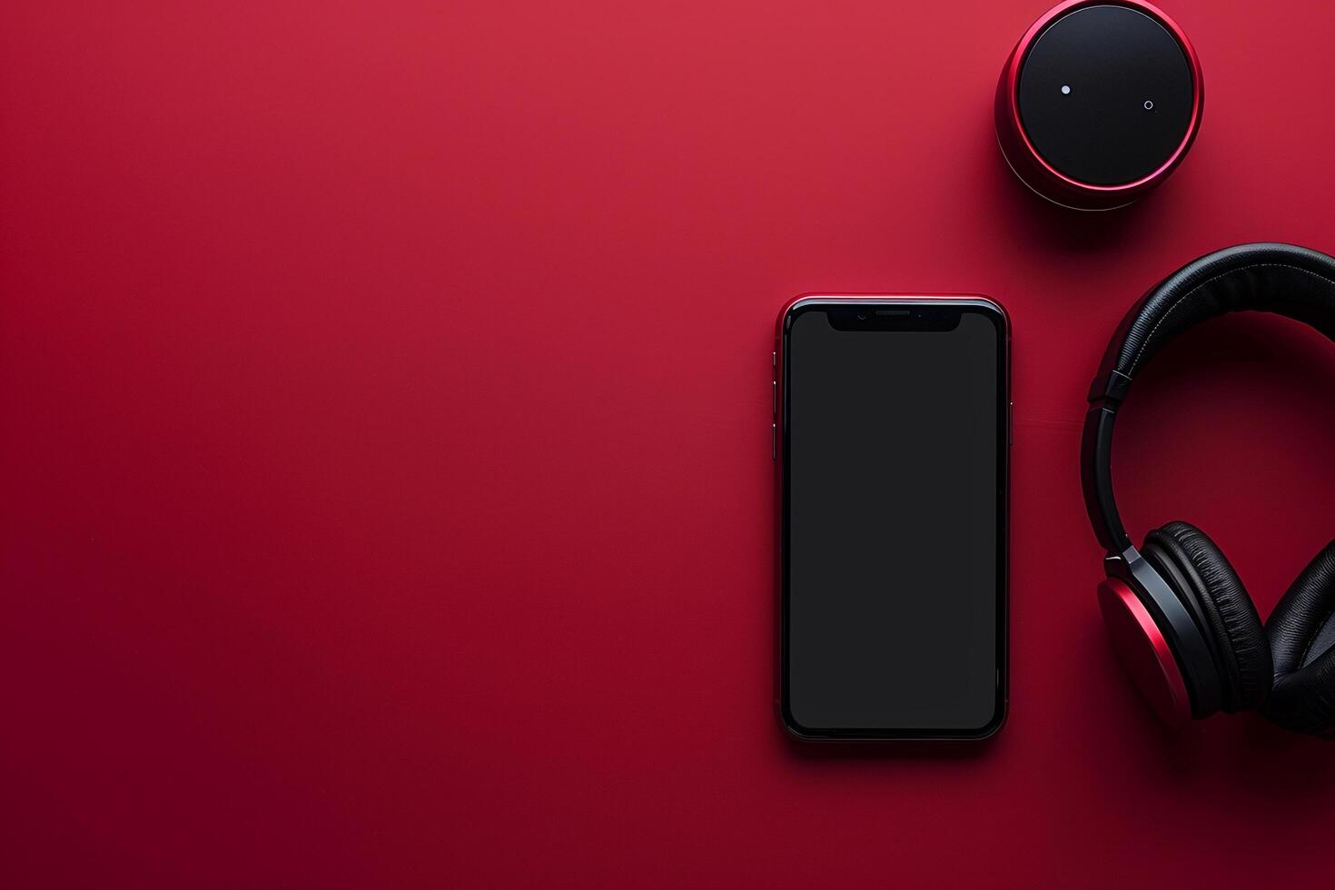 Mobile Device Mockup Screen and Headphones for Advanced Digital Communication Platforms photo