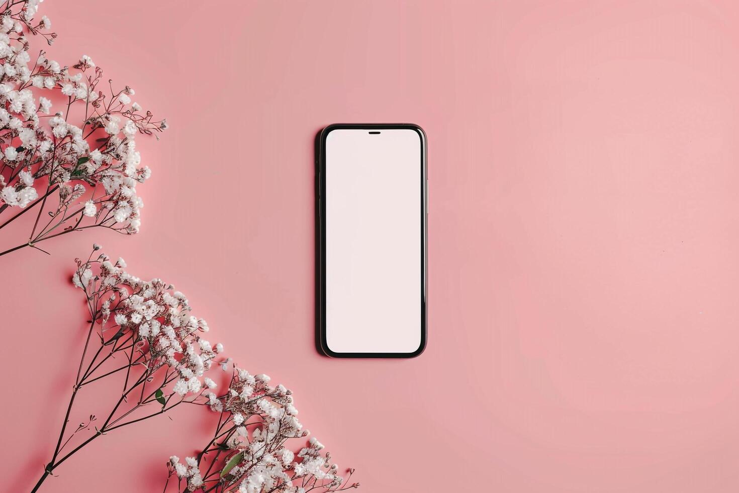 Mobile Phone Mockup Screen with   Visual Background photo