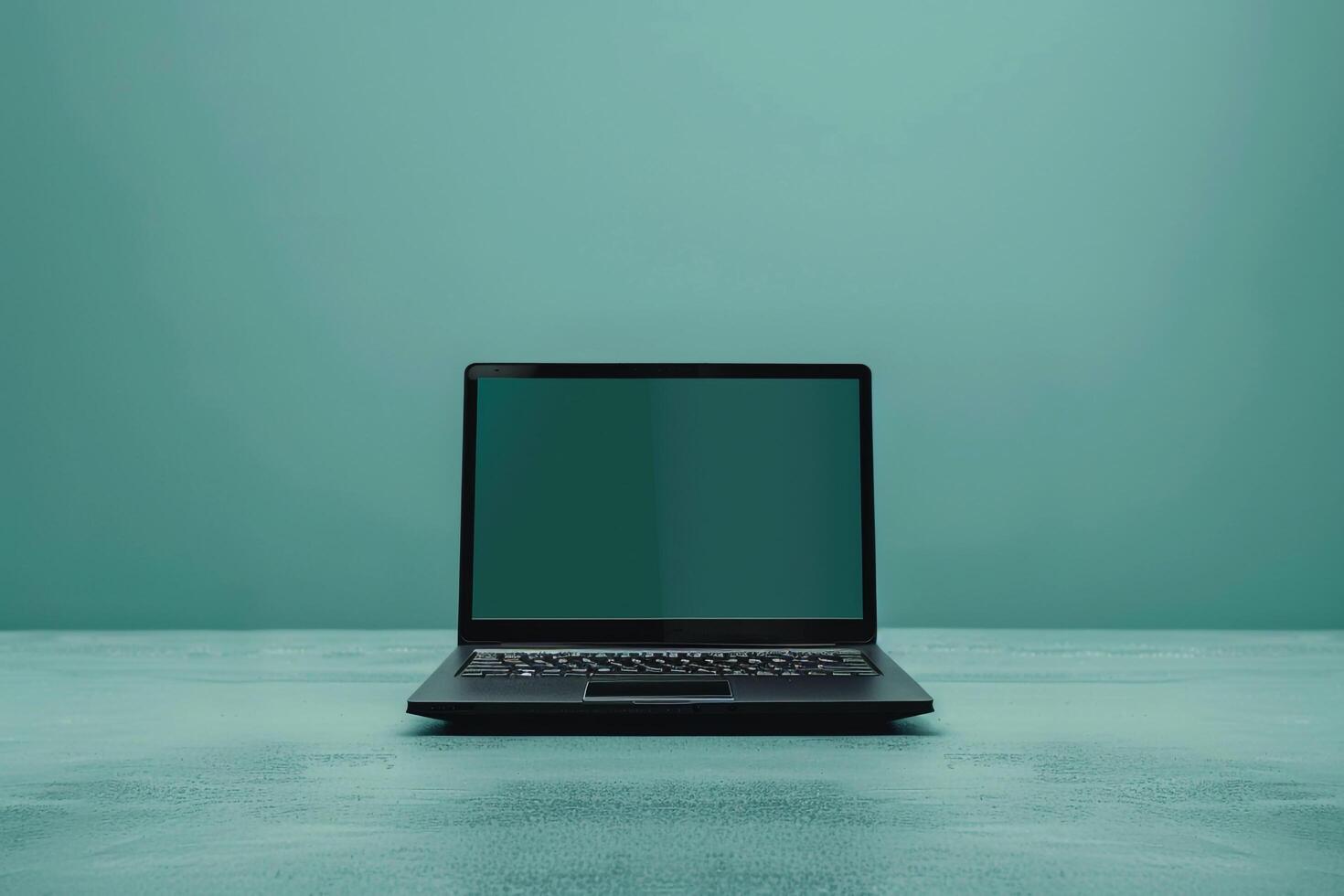 Laptop Mockup with E Learning Theme and Teal Background for Online Education Platforms photo