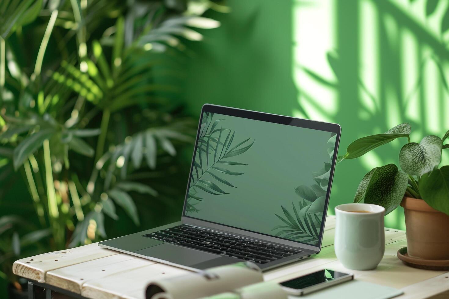 Social media themed laptop mockup tailored for digital influencers background photo