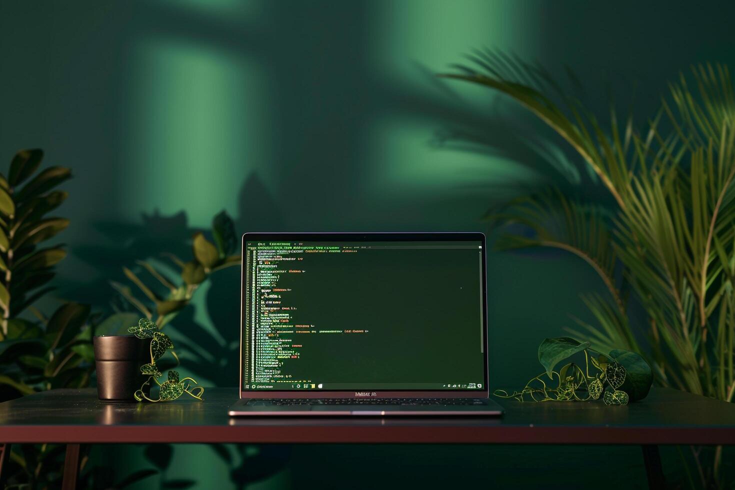 Laptop Mockup with a Coding Theme Perfect for  ware Development Presentations photo