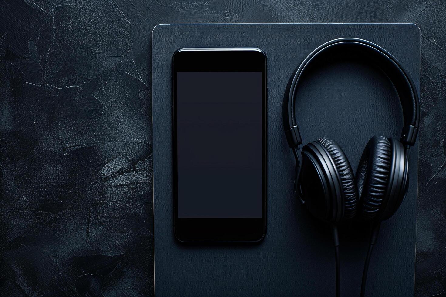 Mobile Phone Mockup Screen and Headphones for Digital Applications photo