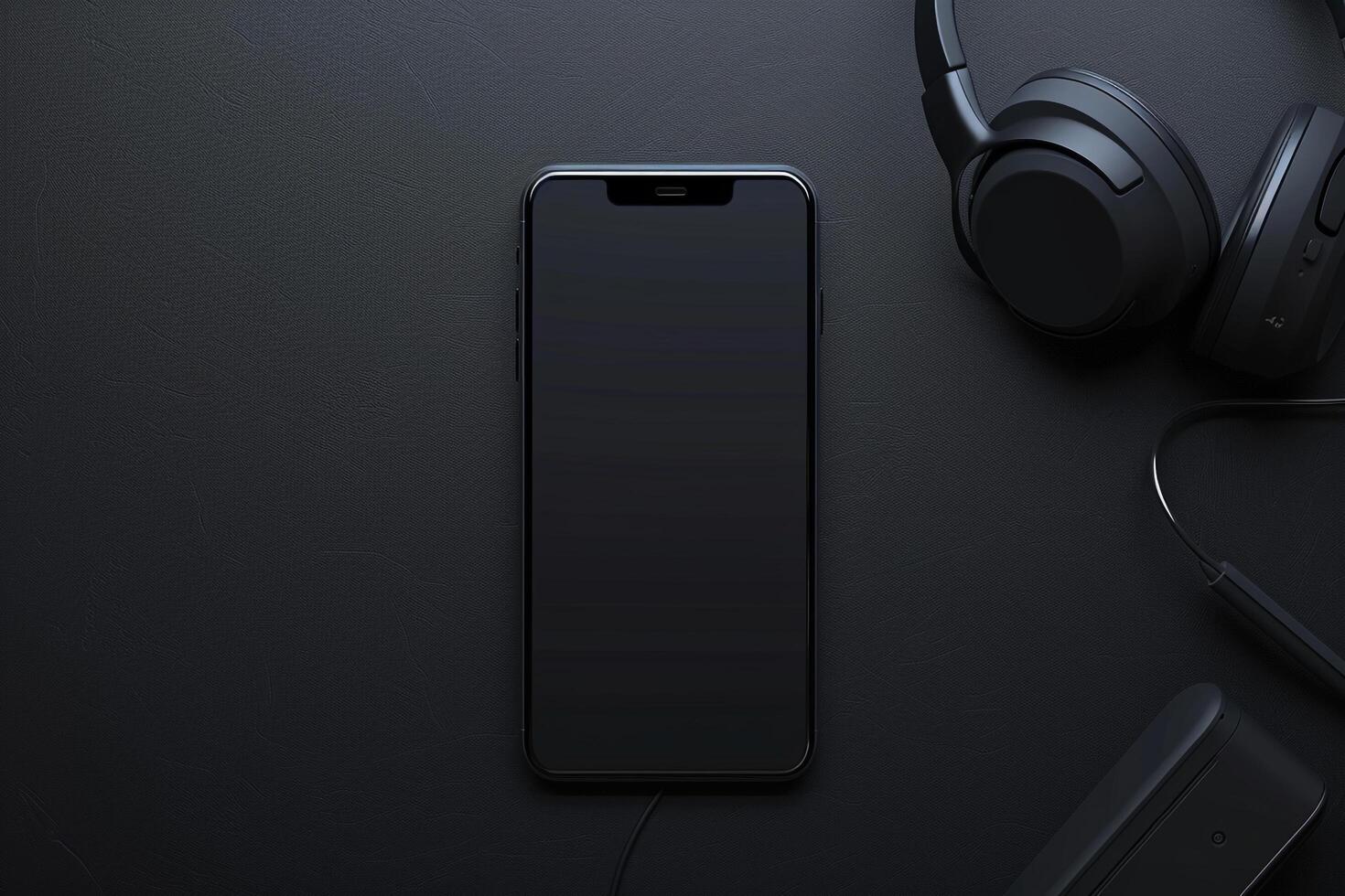Mobile Phone Mockup Screen with Headphones Ideal for Presenting Tech Features and Advanced Audio photo