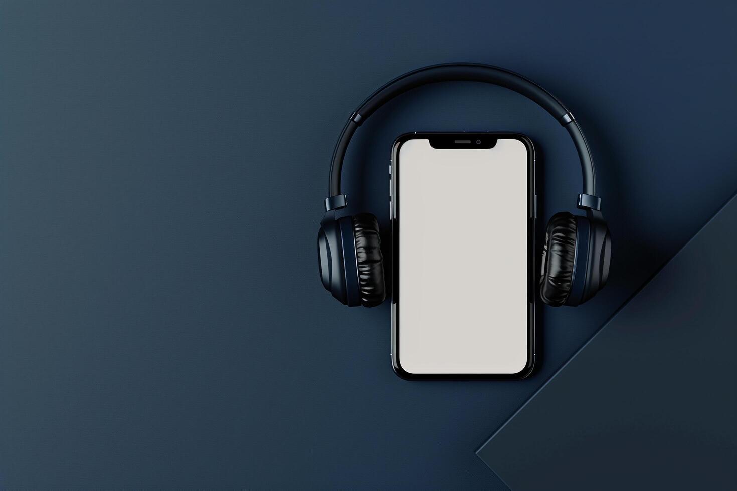 Mobile Phone Mockup Screen with Headphones Featuring Advanced Technology and Superior Sound Quality photo