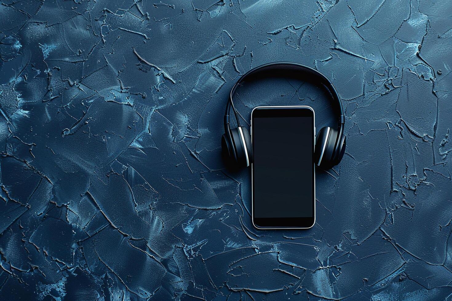 Mobile Phone Mockup Screen with Headphones for Featuring High Tech Gadgets and Audio Solutions photo