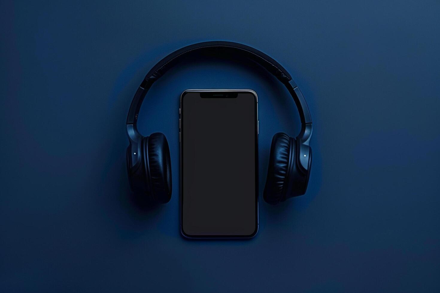 Mobile Phone Mockup Screen with Headphones Featuring Advanced Tech and Audio Solutions photo