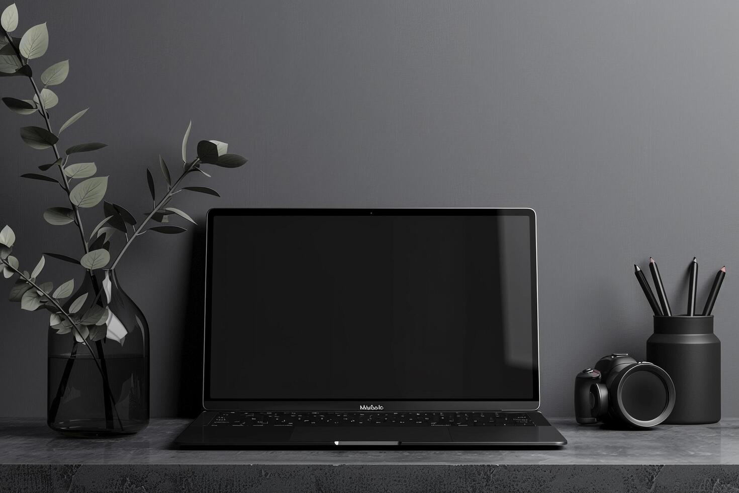 Laptop Mockup with Highlighting Productive Theme for Efficient Workspace photo