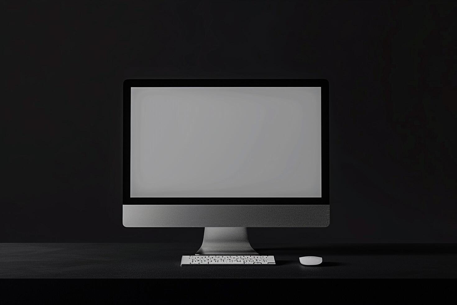 Contemporary Computer Monitor Mockup with White Screen on Background photo