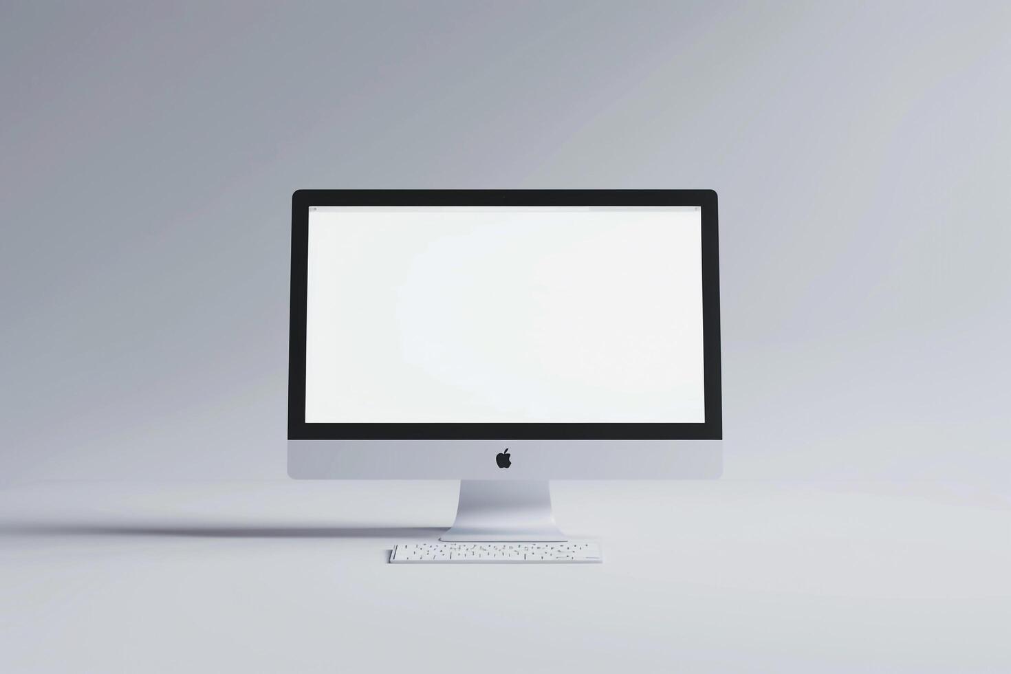 Computer Monitor Mockup with Glossy White Background and   High Resolution Screen photo