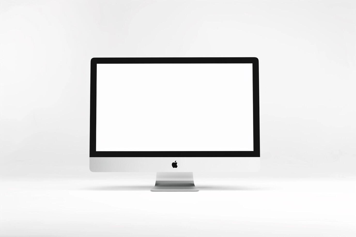 Computer Monitor Mockup on Glossy White Background with High Resolution Screen photo