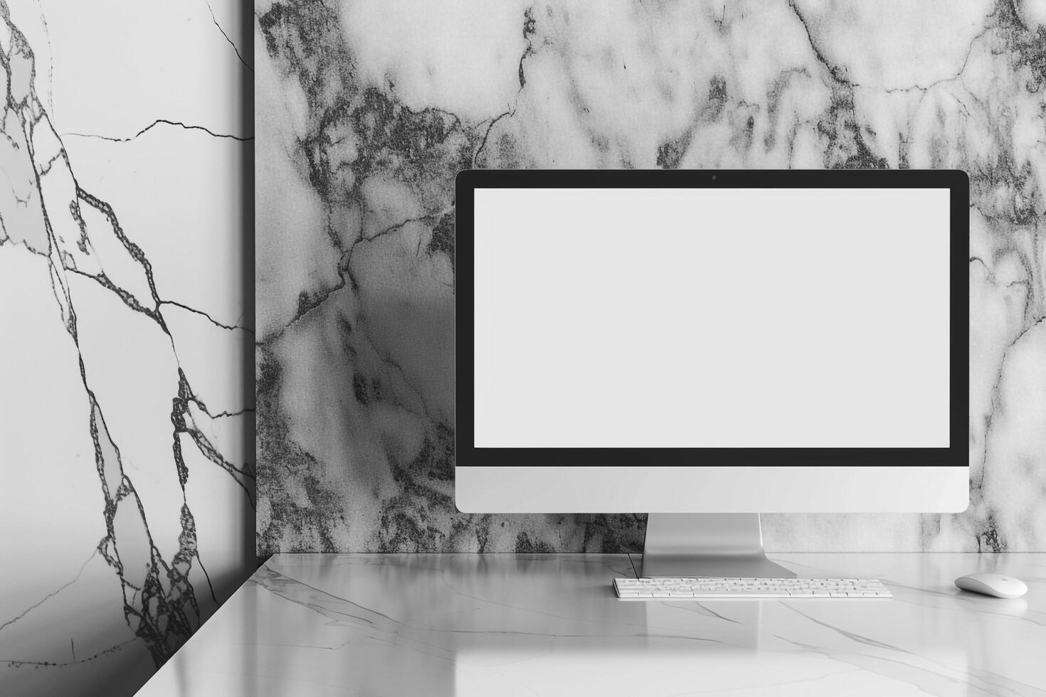 Computer Monitor Mockup on Glossy White Background with   High Resolution Display photo