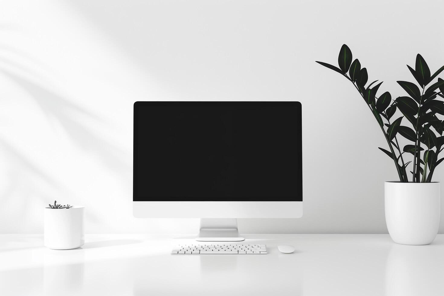 Computer Monitor Mockup with Reflective Surface and High Resolution Screen Background photo