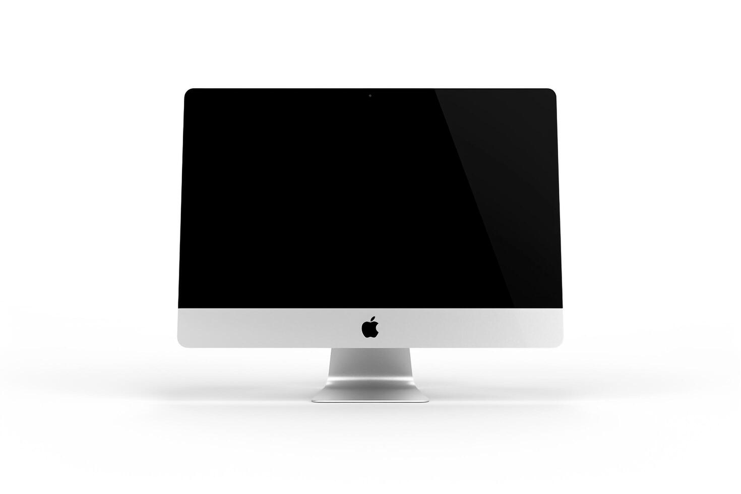 Glossy Computer Monitor Mockup with High Resolution Display on White Background photo
