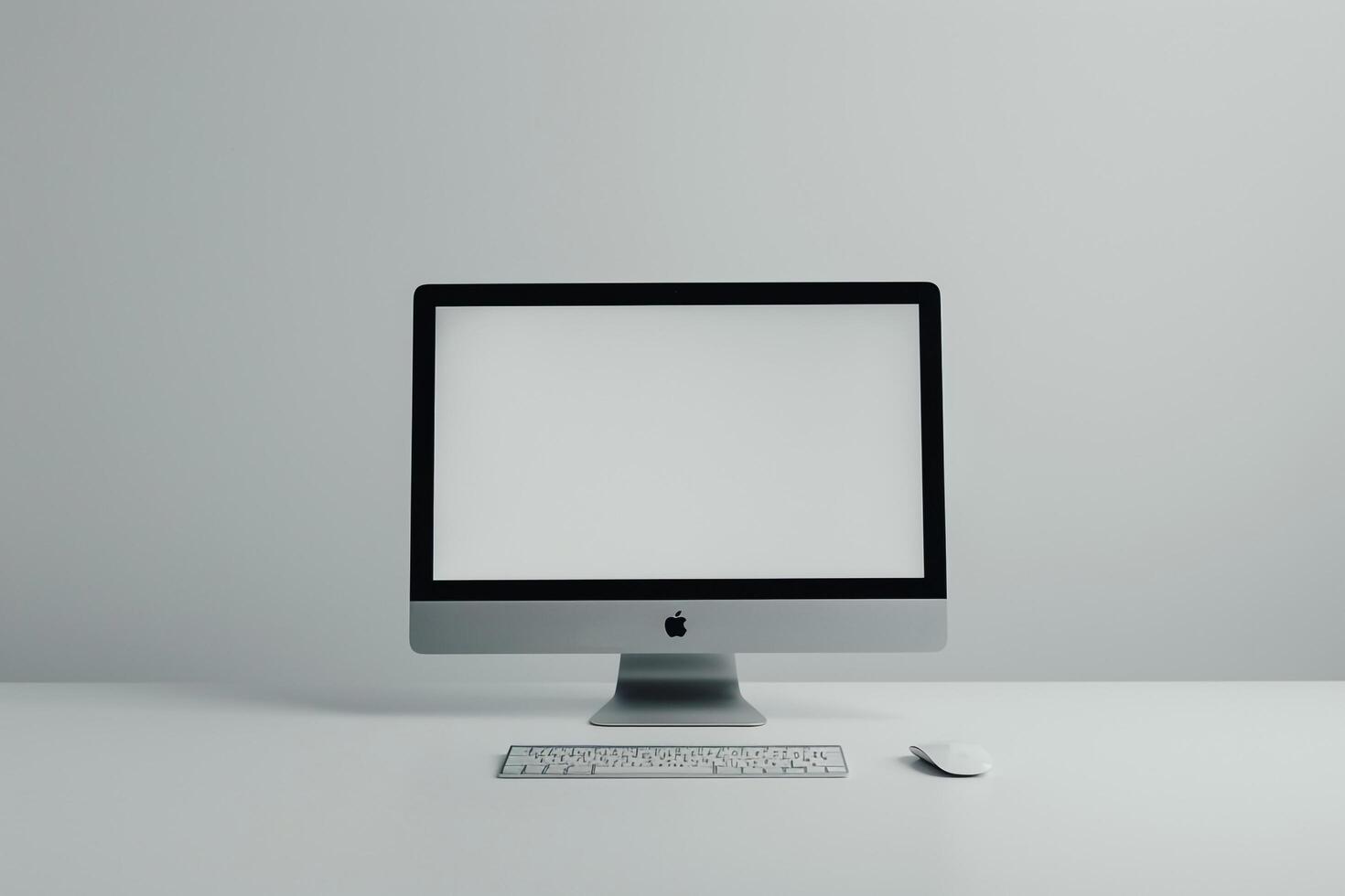 Computer Mockup Background with Wireless Keyboard in Foreground photo