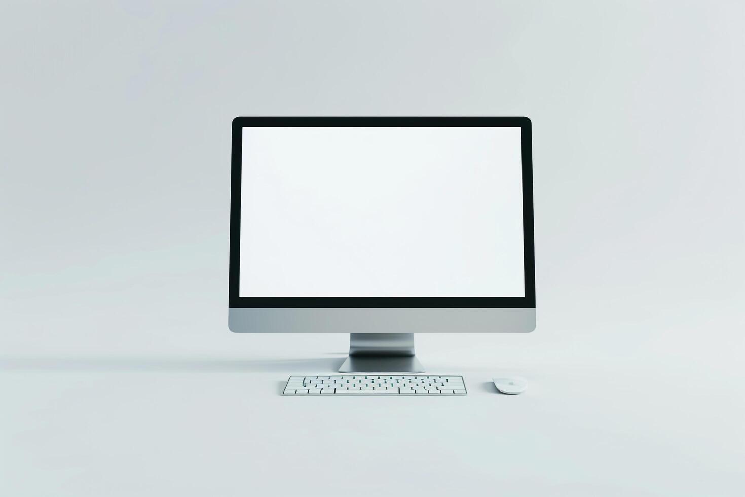Computer Mockup Background Featuring Wireless Keyboard and   Desk photo