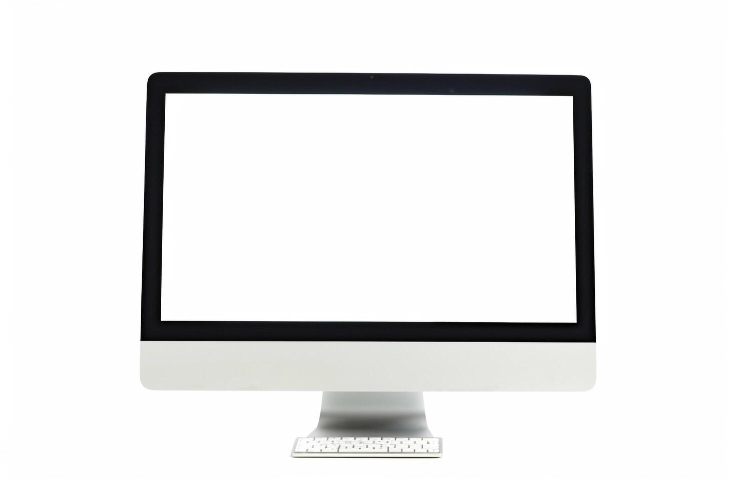 Computer Mockup Background with Wireless Keyboard and High Tech Setup photo