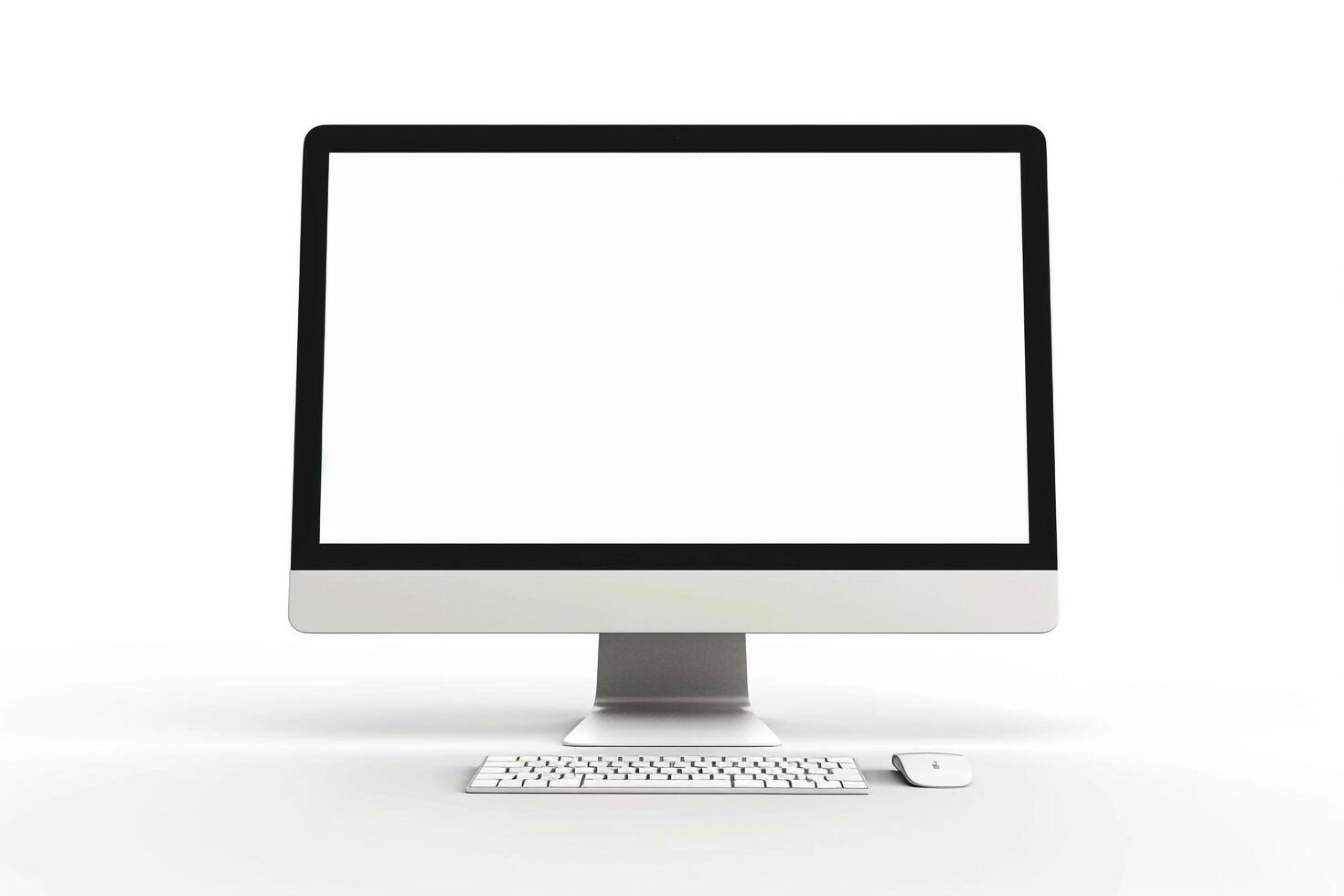 Computer Mockup Background with Trendy Design and Functional Desk Setup photo