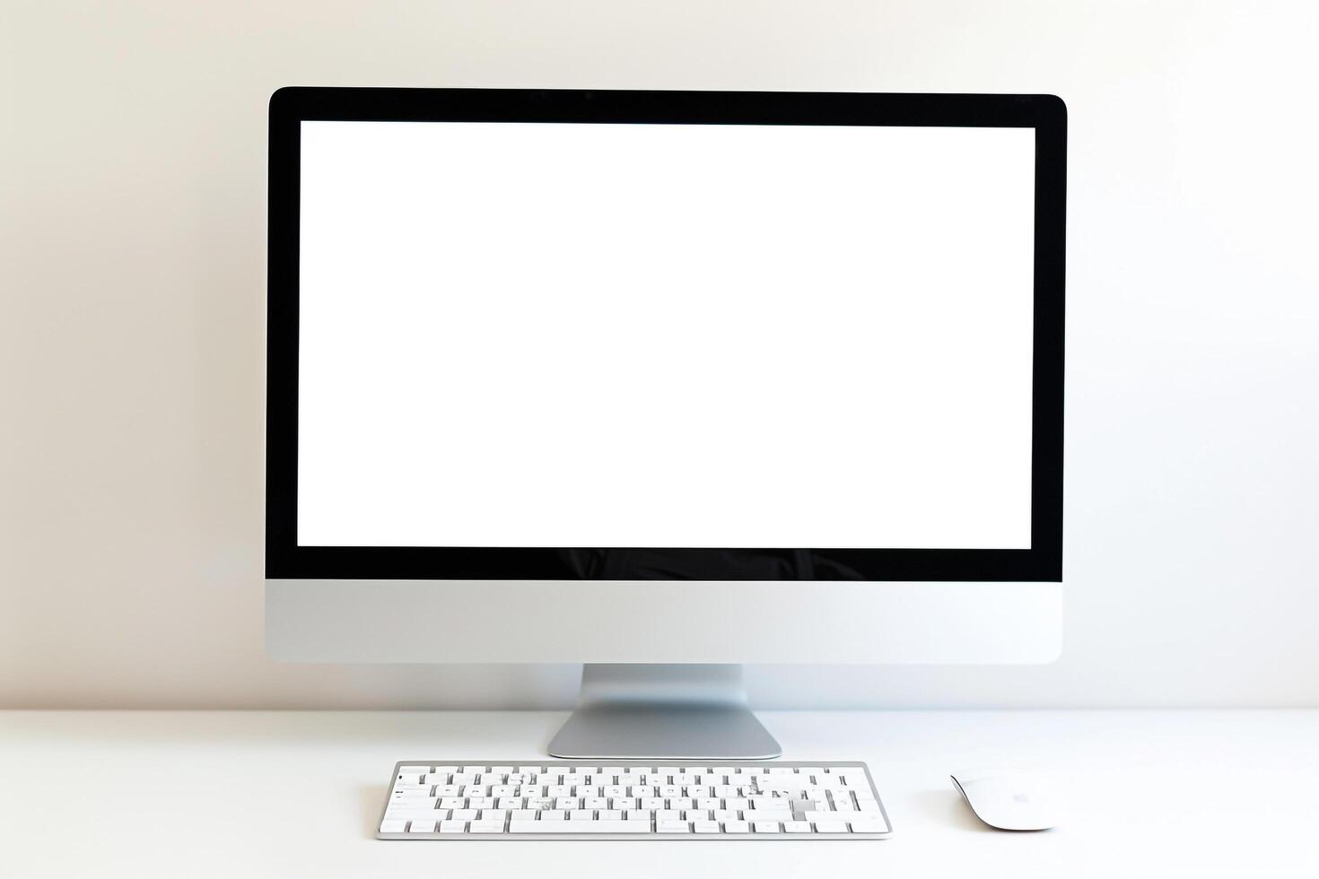Computer Mockup Background with Wireless Keyboard on   Desk photo