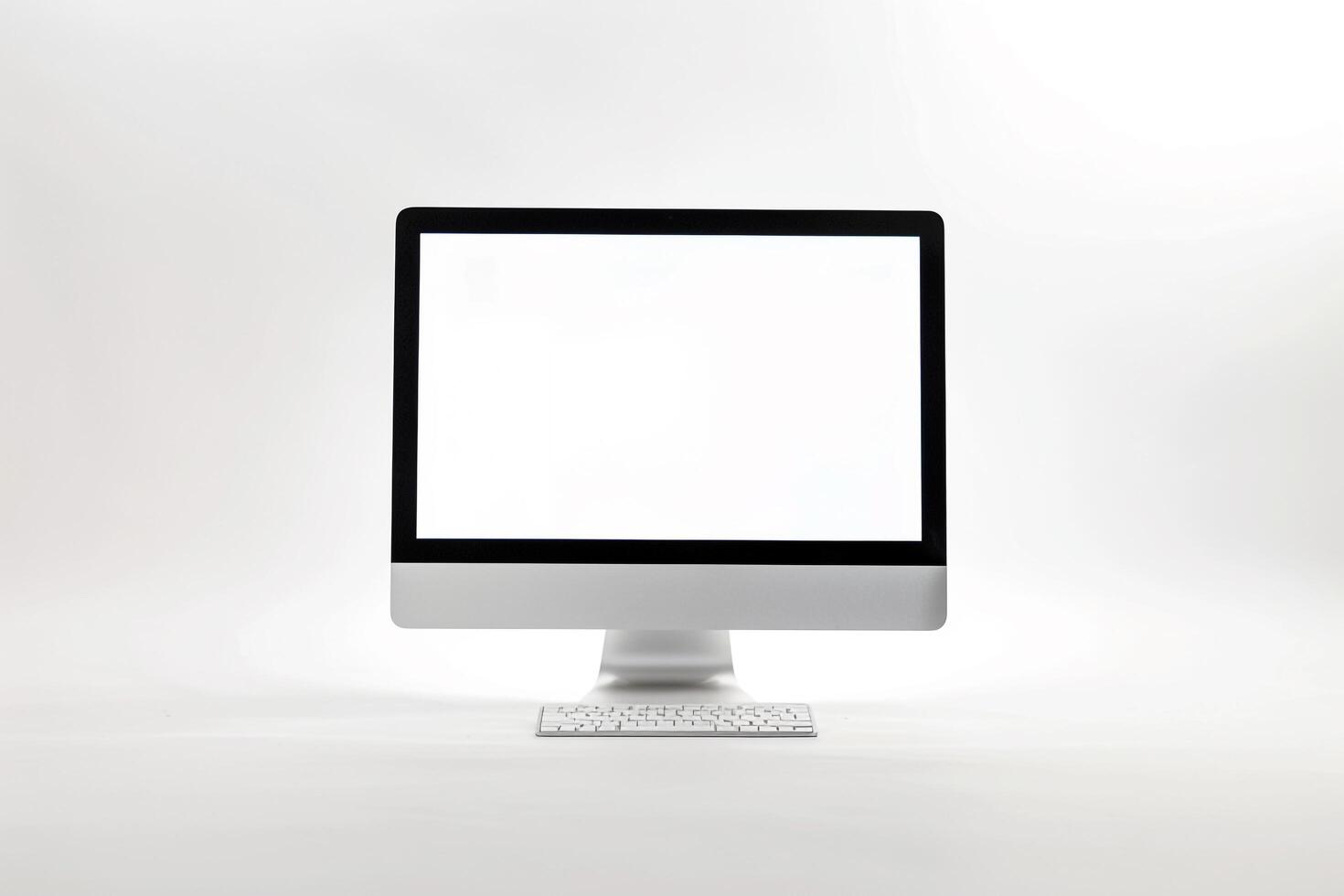 Computer Mockup Background with   Design and Wireless Keyboard photo