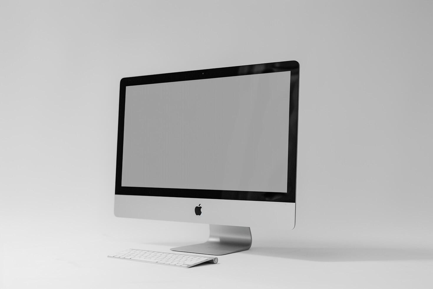 Computer Mockup Background Featuring  ist Design and Functional Desk Setup photo